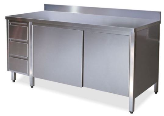 Tables with doors back splash Left drawers