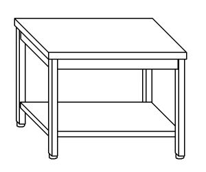 TL8023 Tavolo da lavoro in acciaio inox AISI 304 su gambe e un ripiano dim. 120x80x85 cm (prodotto in italia)
