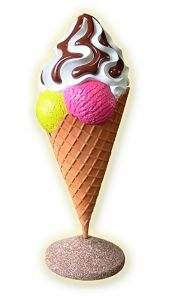SG002 Cono de helado con cobertura - cono de publicidad 3D para heladería, altura 168 cm