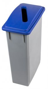T102205 Contenedor residuos rectangular Polipropileno Gris con tapa Azul para papel 90 litros