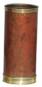 T700103 Cylindrical copper umbrella stand with brass rims