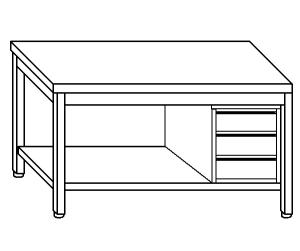 TL5065 Tavolo da lavoro in acciaio inox AISI 304 cassettiera dx ripiano 50x60x85
