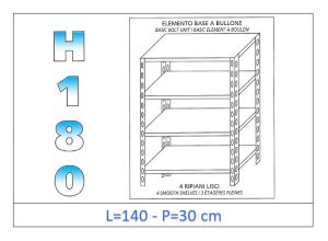 IN-1846914030B Shelf with 4 smooth shelves bolt fixing dim cm 140 x30x180h 