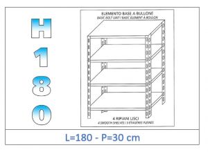 IN-1846918030B Shelf with 4 smooth shelves bolt fixing dim cm 180 x30x180h 