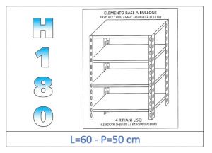 IN-184696050B Shelf with 4 smooth shelves bolt fixing dim cm 60x50x180h 