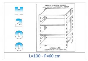 IN-G46910060B Shelf with 4 smooth shelves hook fixing dim cm 100x60x200h 