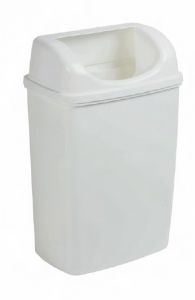 T907251 Papelera de polipropileno blanco con tapa de entrada 25 litros