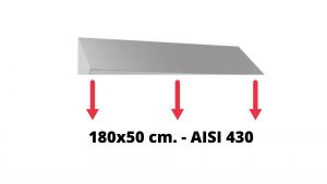 IN-699.50.18.430 Tetto inclinato in acciaio inox AISI 430 dim. 180x50 cm. per armadio IN-690.18.50.430