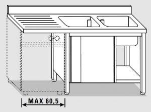 EU01912-16 lavatoio armadio per lavast. ECO cm 160x60x85h  2v e sg sx - porte scorrevoli