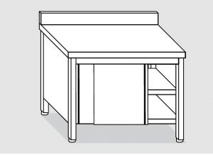 EU03201-16 tavolo armadio ECO cm 160x60x85h  piano alzatina - porte scorrevoli