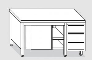 EU04001-18 tavolo armadio ECO cm 180x60x85h  piano liscio - porte scorr - cass 3c dx