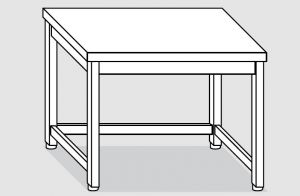EUG2206-06 tavolo su gambe ECO cm 60x60x85h-piano liscio - telaio inferiore su 3 lati