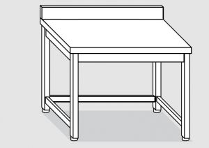 EUG2217-14 tavolo su gambe ECO cm 140x70x85h-piano con alzatina - telaio inferiore su 3 lati