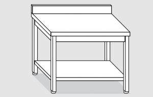 EUG2317-11 tavolo su gambe ECO cm 110x70x85h-piano con alzatina - ripiano inferiore