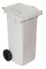 T766615 White Plastic waste container for outdoor on 2 wheels 120 liters