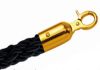 T106330 Cuerda negra 2 mosquetones de fijación color dorado para poste separador 1,5 m