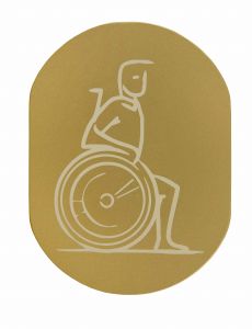 T719934 Wheelchair pictogram bathroom Golden aluminium