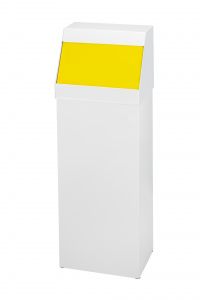 T790057 Cubo de basura Push metal blanco y tapa amarilla 50 litros
