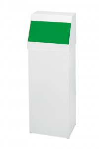 T790028 Cubo de basura Push metal blanco y tapa verde 50 litros